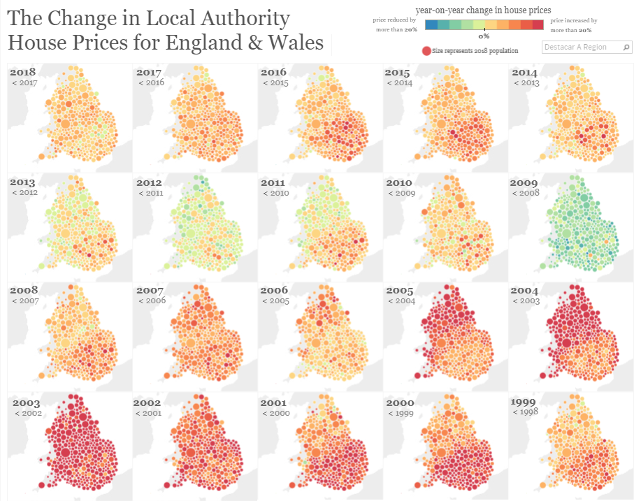 A Mudança nos preços das casas das autoridades locais para a inglaterra e o país de gales